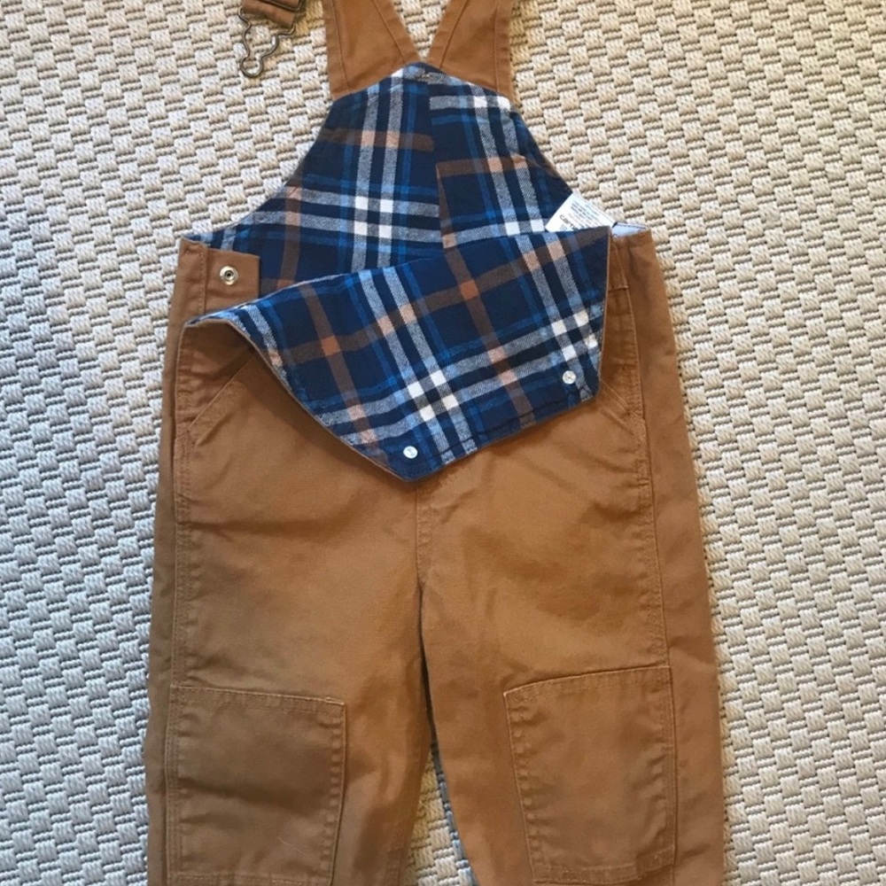 Toddler Carhartt canvas/plaid flannel lined overalls